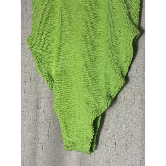 Youswim RARE One Size Neon Green Crinkle One Piece Swimsuit Made in England NWOT - Picture 5 of 7
